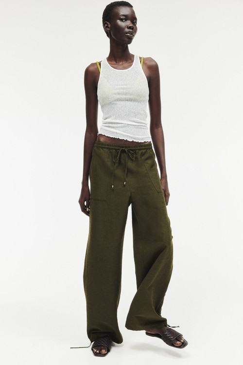 Linen-blend Pull-on Pants