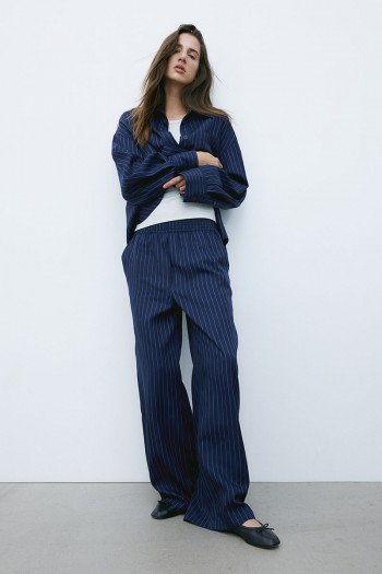 Wide-leg Twill Pants