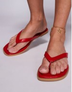 thong flat sandal in red