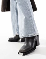 Relax leather toe-clip western boots in black burnish