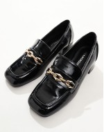 heeled loafers in black patent