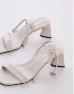 Ira strappy mid heel sandals in off white