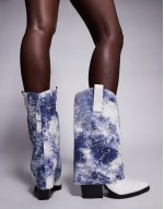 Hartley embellished foldover western boots in white