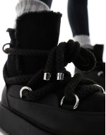 Alpine shearling lace up snow boots in black