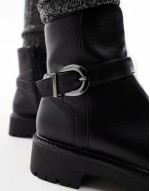 Billie chunky ankle boot with buckle in black