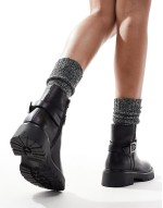 Billie chunky ankle boot with buckle in black