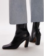 Nyla ankle boots with angled block heel in black