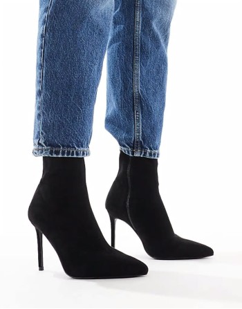 Wide Fit Evie high-heeled sock boots in black