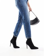Wide Fit Evie high-heeled sock boots in black