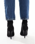 Wide Fit Evie high-heeled sock boots in black