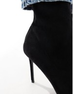 Wide Fit Evie high-heeled sock boots in black