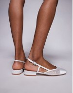 Belinda-P pearl embellished ballet flats in ivory mesh.
