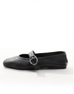 Wide Fit Luxe Premium Leather Mary Jane ballet in Black
