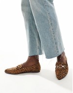Huge Discount Felicity wide fit pointed flat shoes in leopard