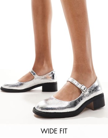 Becca wide fit chunky mary jane in silver