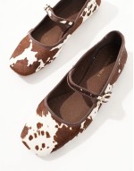 flat mary jane in cow print
