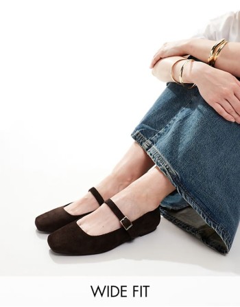 Wide Fit Lottie Mary Jane ballet in brown