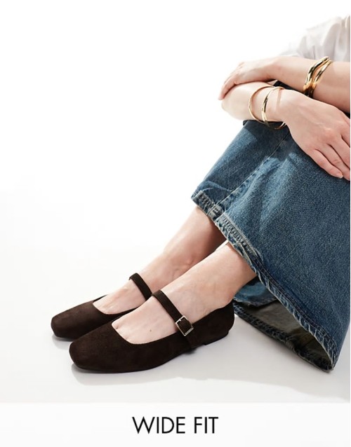 Wide Fit Lottie Mary Jane ballet in brown