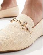 buckle detail pointed toe loafer in raffia natural