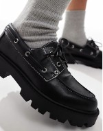 Leora chunky boat shoes in black