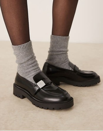 ‌Breathable chunky loafers in black