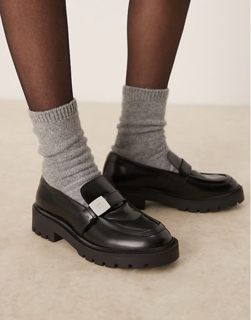 ‌Breathable chunky loafers in black