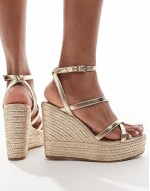 strappy wedge espadrilles in gold