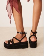 ‌Stylish Taurus 2 strappy flatform sandals in black