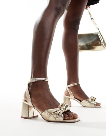 Hansel knotted mid heeled sandals in gold