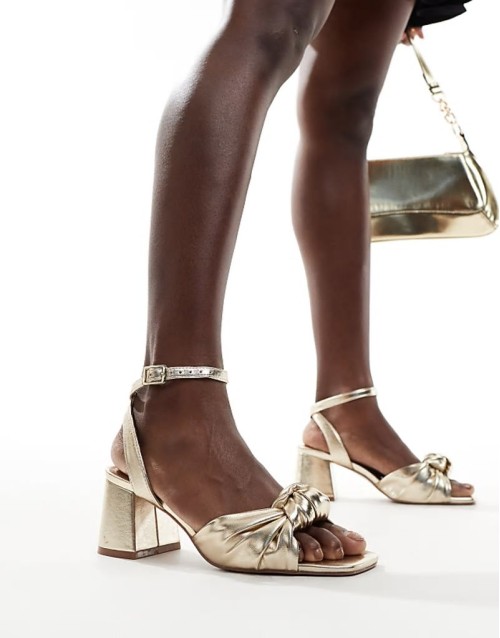 Hansel knotted mid heeled sandals in gold