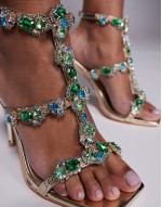 Khai embellished high heeled sandals in gold