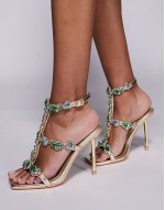 Khai embellished high heeled sandals in gold